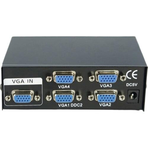 VGA Switch 4 Port VGA SVGA Video Switcher 4*1 HD Signal Amplifier Booster Splitter Wide Screen 1 in 4 out for monitor projector