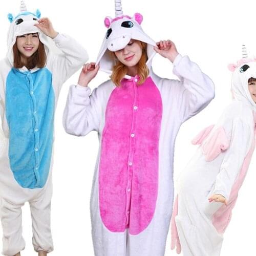 3 Color Unicorn Pajama Set Women Men Unisex Animal Pijama Flannel Onesie unicornio Sleepwear Hoodie Halloween Cosplay Costume