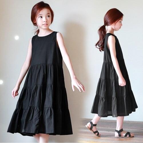 Girl dress sleeveless long dress new year dress black girl summer dress 4 6 8 10 12 13 14 years