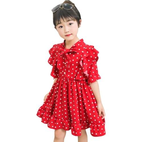 Dress For Girls Dot Pattern Dress For Girl Casual Style Kids Dresses Summer Kids Costume 6 8 10 12 14