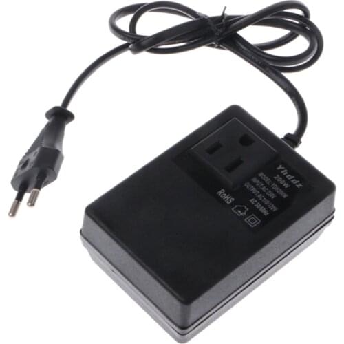 200W AC 220V to 110V Step Down Transformer Convert Travel Power EU Plug Adapter