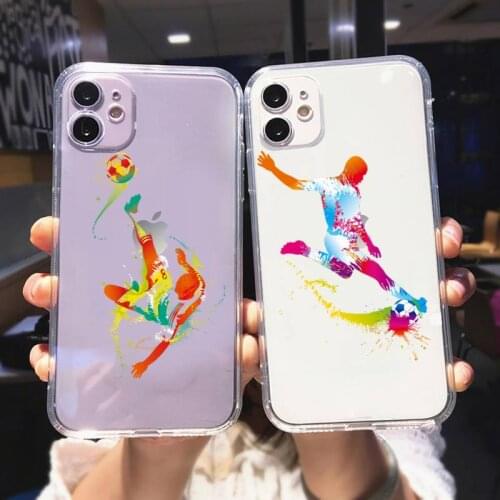 Zororong Colorful Football soccer art transparent Phone Case For iPhone 12 Mini 11 Pro XS Max X XR 7 8 Plus