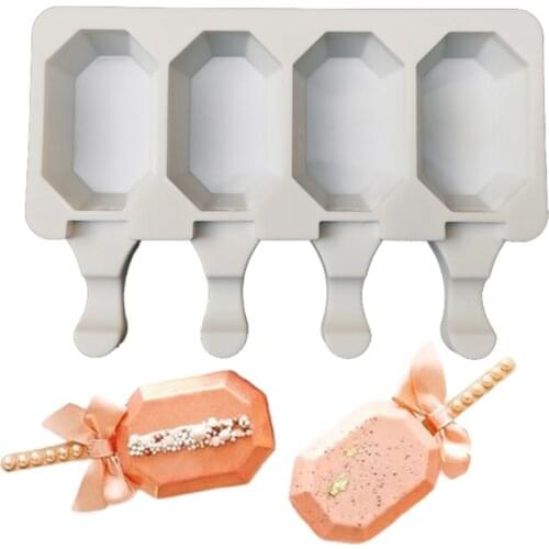 4 Cell Silicone Ice Cream Mold Popsicle Molds DIY Homemade Dessert Freezer Fruit Juice Ice Pop Maker Mould with Sticks