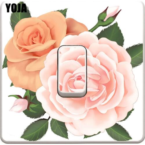 YOJA Pink And Yellow Roses Colored PVC Switch Sticker Wall Decal Home Decoration Accessories 8SS0722