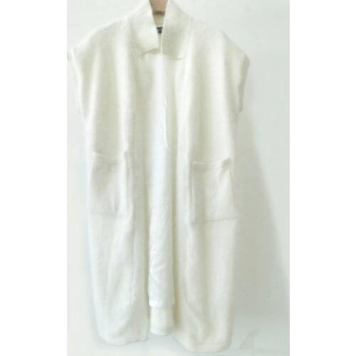 Women New Mandarin Collar Sleevess 100% Natural Mink Cashmere Sweater Real Mink Cashmere Long Cardigans Any Color Make wsr867