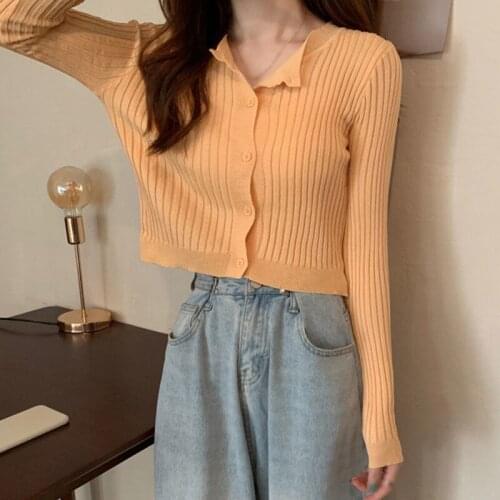 Spring Autumn Women Casual Cardigans Sweater Button Down Korean Fashion Knitted Sun Protection Thin Outer Wear