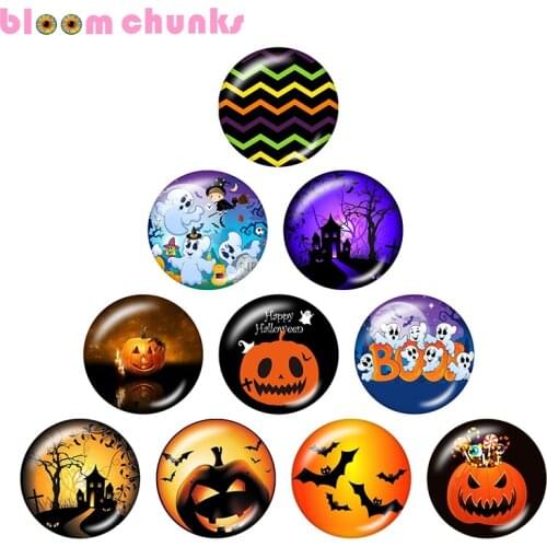 Halloween 10pcs mixed 12mm/18mm/20mm/25mm Round photo glass cabochon jewelry flat back Making findings A4145