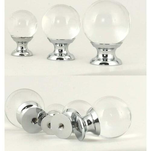10pcs Clear Glass Ball Cabinet Knob Handles Cupboard Wardrobe Drawer Closet Crystal knobs Kitchen Bedroom Furniture Hardware