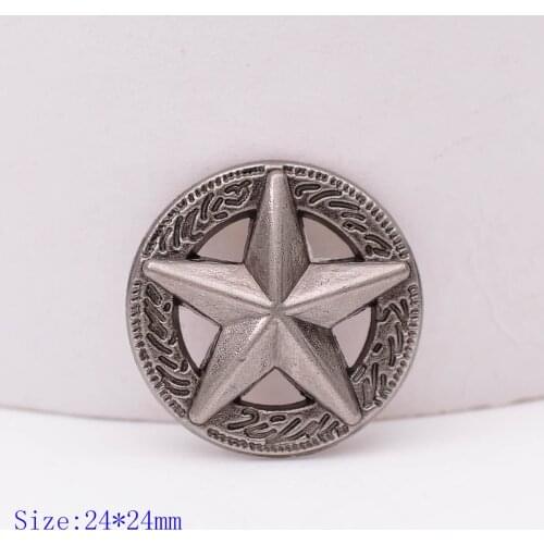 10X 1" Retro Sliver Western Cowboy Raise Texas 3D Star Leathercraft Belt Conchos