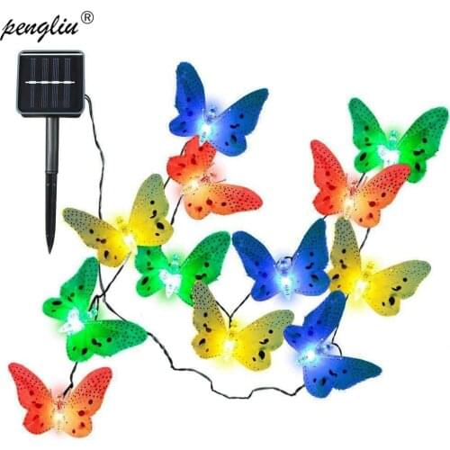 12/20 Led Solar Power Butterfly Fairy String Lights Waterproof Christmas Solar Led Light Outdoor For Garden Holiday Decoration