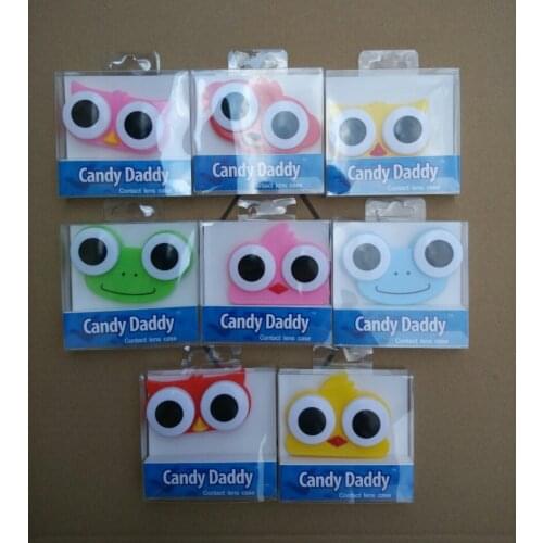 Free ship!1lot=12 set!Cute animal head contact lenses box / double-box / invisible eye pupil care case/storage box