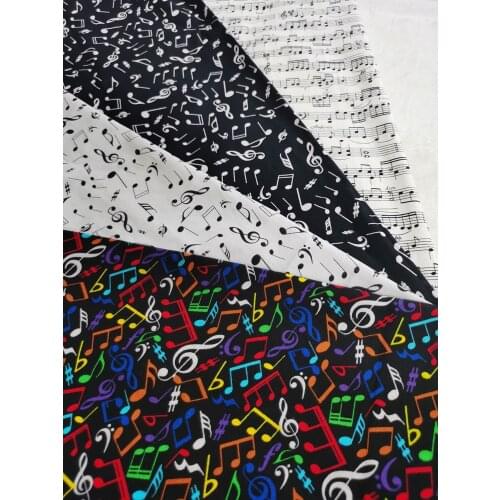4pc 25x24cm Colorful Music Note Stave Joy Music Score Black White Bundle Cotton Fabric Patchwork Tissue Telas DIY Doll viaPhil