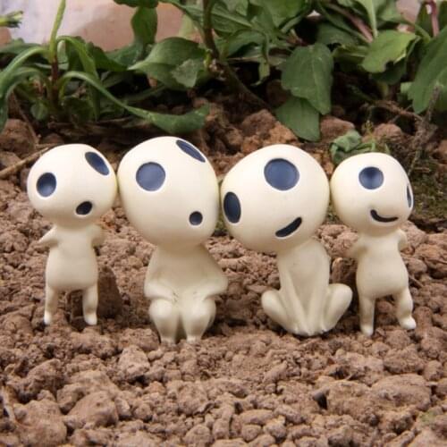 4pcs Tree Elves Miyazaki Cartoon Princess Mononoke Miniature Fairy Garden Home Decoration Craft Micro Landscaping Decor DIY