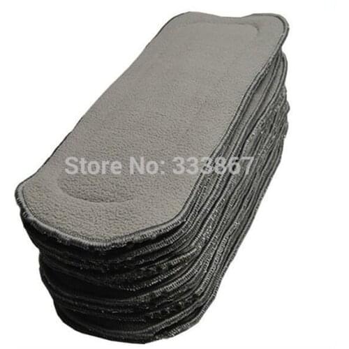 5/lot Charcoal Bamboo Inserts Microfiber Blended High Quality Washable Reusable For Baby Cloth Diapers Nappies 5 Layers