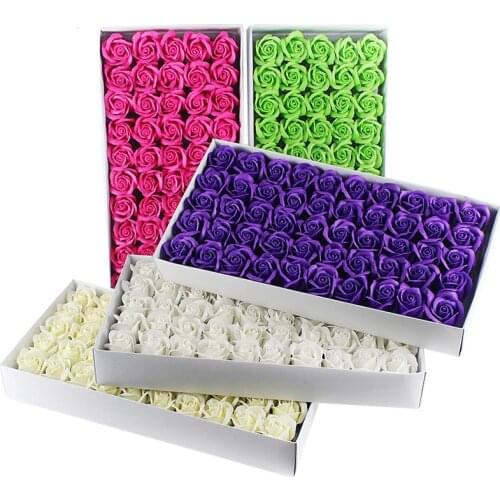 50Pcs/Set Soap Flowers Scented Bath Body Petal Bath Rose Soap Flower Head ValentineS Day Wedding Decoration Gift Best