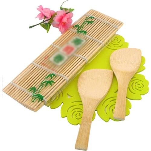 LanLan Bamboo Sushi Mat Roller Blind + Rice Paddle Shovel Kitchen Food Accessories Kitchen Tool Set-25