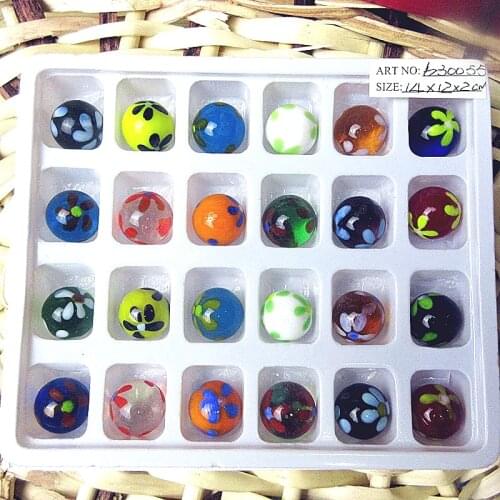 Free shipping 24pcs 16mm Handmade Glass Marbles Balls Jump Chess Pieces Vase Aquarium Decor Creative Watermelon Pattern Pinball