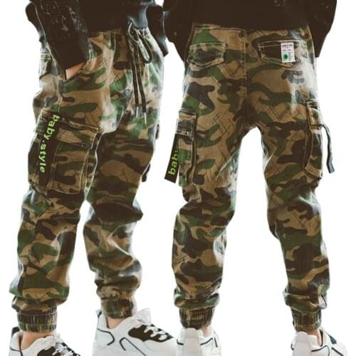 Boutique Children Boys Cotton Sport Pants Casual Camouflage Printed Teenage Boys 4-14 Years Kids Trousers Beam Foot Pants