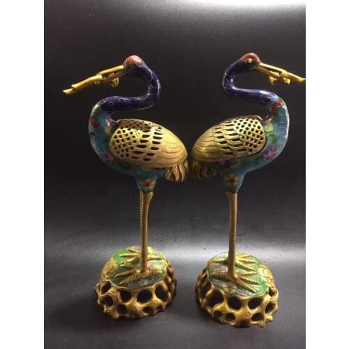 Pure Bronze Cloisonne Carving Flower Fairy Crane Auspicious Animal Statue Healthy And Longevity Elderly Gift Home Decoration