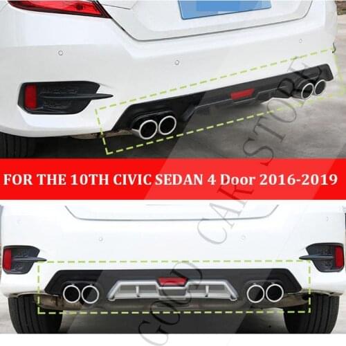 FIT For Honda Civic SEDAN 4 DR 2016 2017 2018 2019 Rear Lower Bumper Diffuser Lip Cover Exhaust Decor decorative rear bumper lip