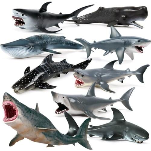 Environmental material Sea Life Ocean Marine Animals Megalodon Whale Big Shark Model Action Figure PVC Shark Animals Figurines