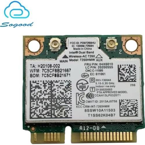 Intel 7260AC 7260HMW Dual Band WiFi Bluetooth 4.0 PCI-E Wlan Card FRU 04X6010 For Lenovo Thinkpad S440 S540 E440 E540 S310 S410
