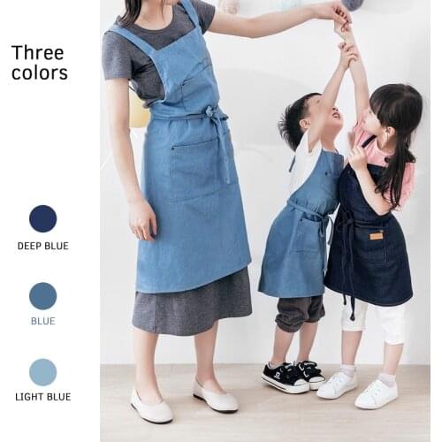 Simple Denim Aprons Florist Coffee shops Work Apron Cooking Baking Restaurant Extra For Kitchen Apron adult anti-fouling apron