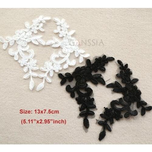 2pair/lot Fashion bone lace patch Flowers patches DIY headwear accessories bridal gown wedding shoes head ornaments (ss-7242)