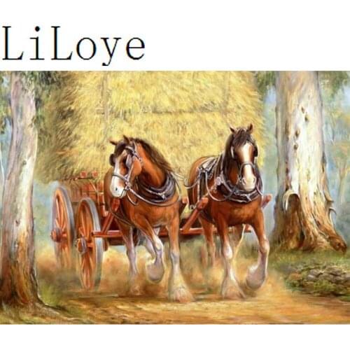LI LOYE 5D Diamond Painting Cross Stitch Forest carriage Diamond Embroidery icon Diamond Mosaic Rhinestones Decor Paintings R100