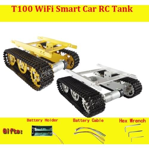 T100 Metal Robot Tank Car Chassis with Aluminum Alloy Chassis/Frame with Robotic Arm interface holes for Modification DIY