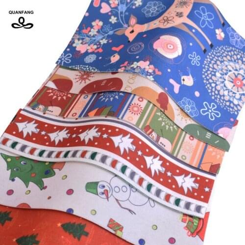 QUANFANG 6pcs lot Christmas Series,Printed NonWoven Soft Felt Fabric,Of Home Decoration,For Sewing Dolls Crafts 19x29cm