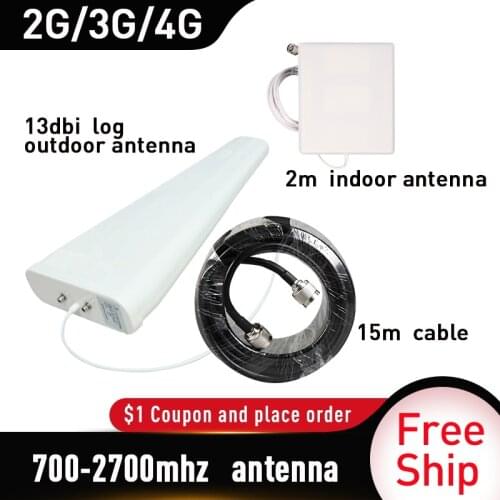 700-2700MHz gain 13dbi log Antenna Full Set Signal Repeater Accessories for GSM UMTS DCS PCS 3G 4G LTE Mobile Signal Booster