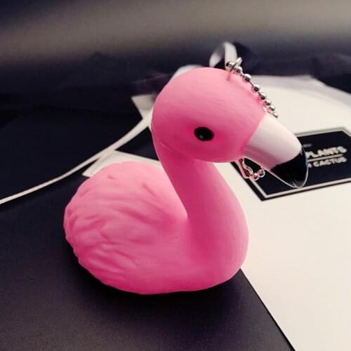 Fancy&Fantasy Cute Silicone Flamingo Keychain Women Animal Keychain Car Keyring Holder Souvenir Gifts Bag Pendant Key Chain