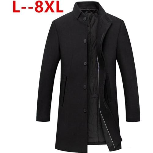 Big size 2020 new arrival winter high quality wool trench coat men,mens gray wool jackets ,plus-size 8XL 6XL 5XL 4XL