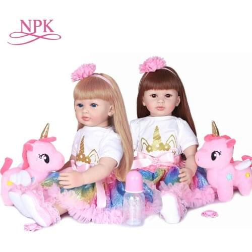 NPK 60cm Soft Silicone Reborn Baby Doll Toy For Girl Two Hair Color Princess Toddler Babies Lifelike Kid Birthday Gifts