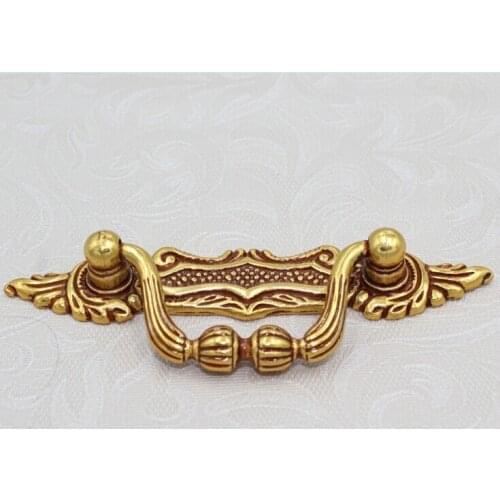 Hole Space 62mm Shaky handles Europe Gold Drawer Pulls Antique Zinc Alloy Dresser Wardrobe Handles Pulls JS91A