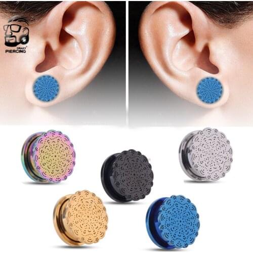 Pair Steel Ear Tunnels Plugs Reamer Single Flared Screw Ear Dilators Gauges Body Piercing Jewelry Ear Expander Stretchers 3-20mm