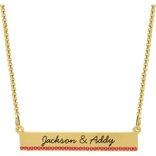 Personalized Bar Pendant Necklace Stainless Steel Iced Out Customized Name Plate Necklace Engrave Word Letters Jewelry Gift