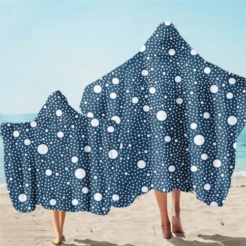 Fashion Dot Microfiber Beach Poncho Towel Outdoor Quick Drying Bath Cape Towels For Swimming Surf Windproof Keep Warm Blanket
