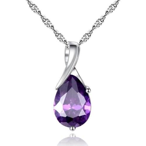 Tear Shape Hanging Pendant Necklace Setting Cubic Zirconia Water Wave Chain Gold Color Necklaces for Women