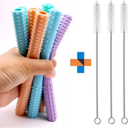 Teether Hollow extraction pipette gutta percha manufacturer Food grade soft silicone baby molars Hollow straw gutta percha toys