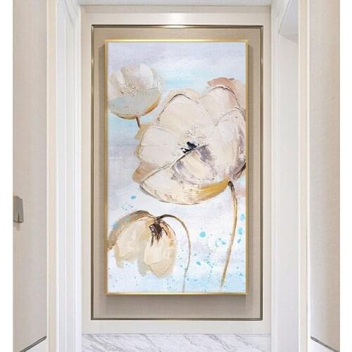 Simple hand-painted Oil Painting Modern Abstract Floral Decorative Vertical Version Entrance Hallway Hallway Paintings Thick Oil