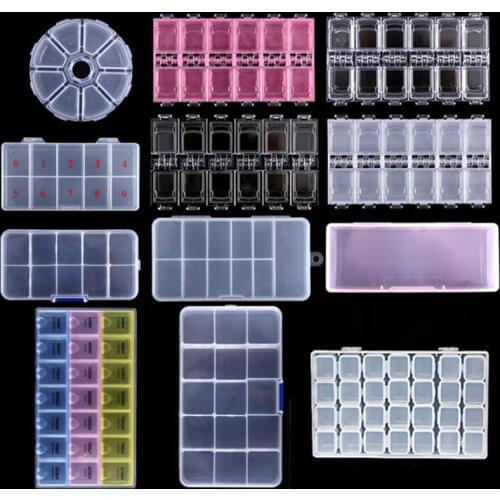 Transparent Nail Art Storage Box Jewelry Beads Gems False Tip Container Empty Nails Rhinestones Holder Case Organizer