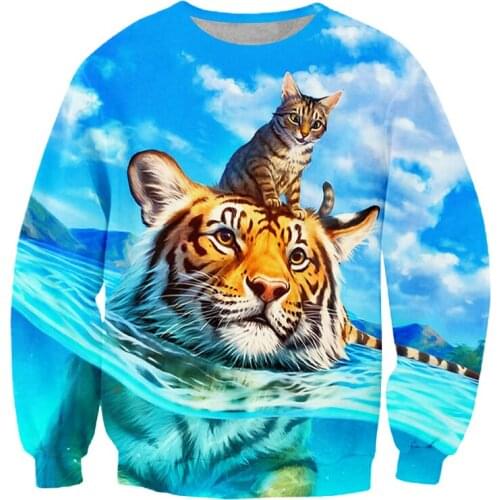 LCFA Drop Shipping 2021 New 3d Fashion Sweatshirt Tiger Cat Ocean Cartoon Patterns Printed Men Women Pullovers Casual Unisex