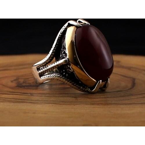 925 Sterling Silver Ring For Men Natural Blue Zircon Stone Aqeq Onyx Jewelry Fashion Vintage Gift Accessories Rings All Size