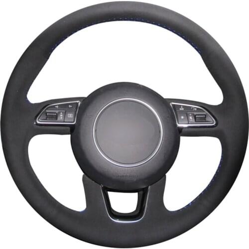 Hand-stitched DIY Black Suede Car Steering Wheel Cover for Audi Q3 2015-2018 Q5 2013-2017 Q7 2012-2015 Accessories