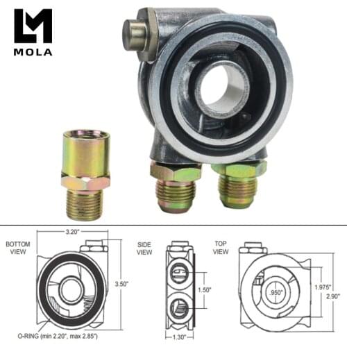Oil Cooler Filter Sandwich Plate + Thermostat Adaptor 3/4\" 16-UNF With AN10 Fitting Oil Filter Sandwich Adapter 6743
