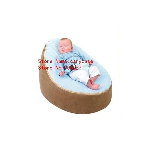 Grey base with blue harness seat Low price oem soft fabric unfilled stuffed animal storage sofa baby bean bag chair