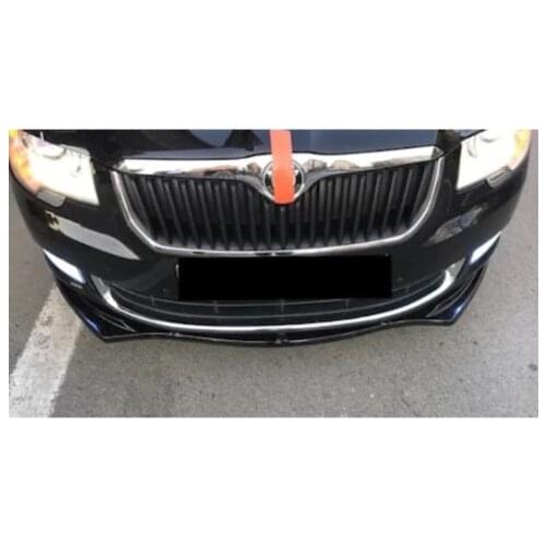 Skoda Superb Front Bumper Lip Attachment Gloss Black 3 Pcs