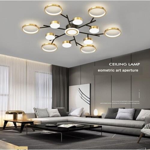 Modern golden villa LED bedroom living room ceiling lamp restaurant hotel eye protection childrens room lighting